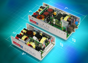 CF200 & CF350 Series: 1U switching power supplies combine high power density and industry standard form factor to support wide range of IT equipment and industrial applications