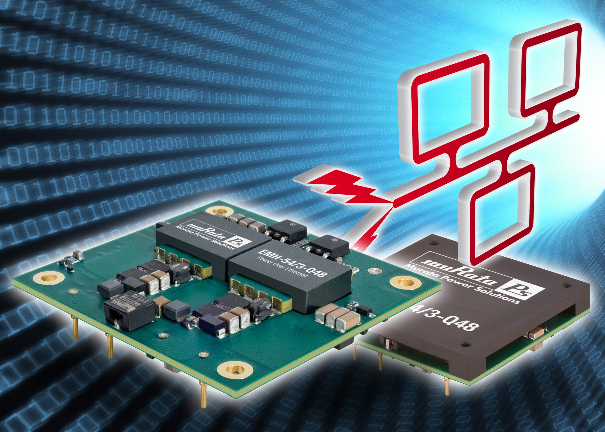 EMH54/3Q48N 162 W 54 Vout halfbrick power module suits PoE